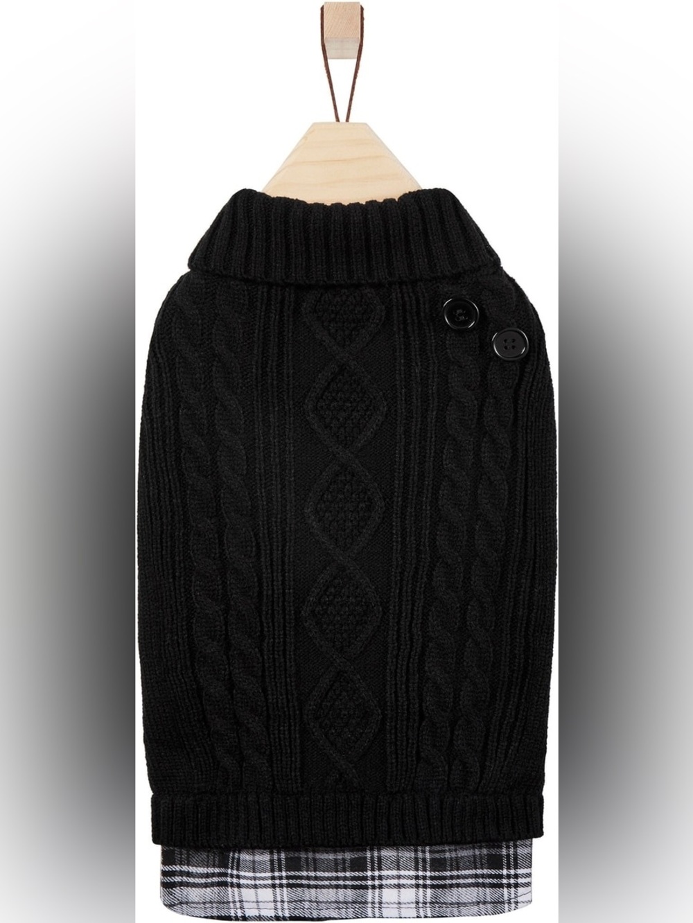 Black Cable-Knit dogs Sweater with Button Collar